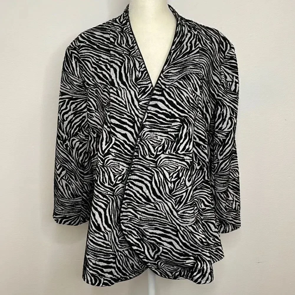 Notations Suit jacket.  Animal Print. Zebra print.  Size Large.